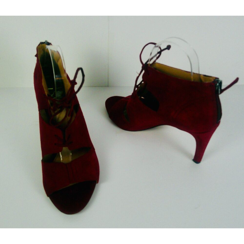 FRANCO SARTO WOMENS SHAWNEE BURGUNDY SUEDE LACE-UP DRESS PUMPS 3" HEEL. SIZE 9